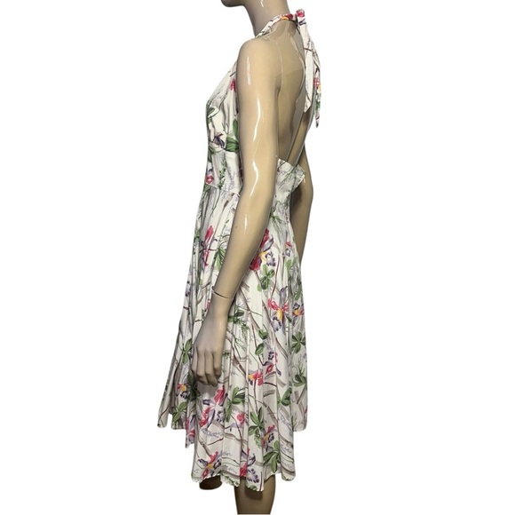 Hell Bunny L Cream Bamboo Floral Print Rockabilly Pinup Swing Vintage Dress - Picture 5 of 13